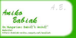 aniko babiak business card